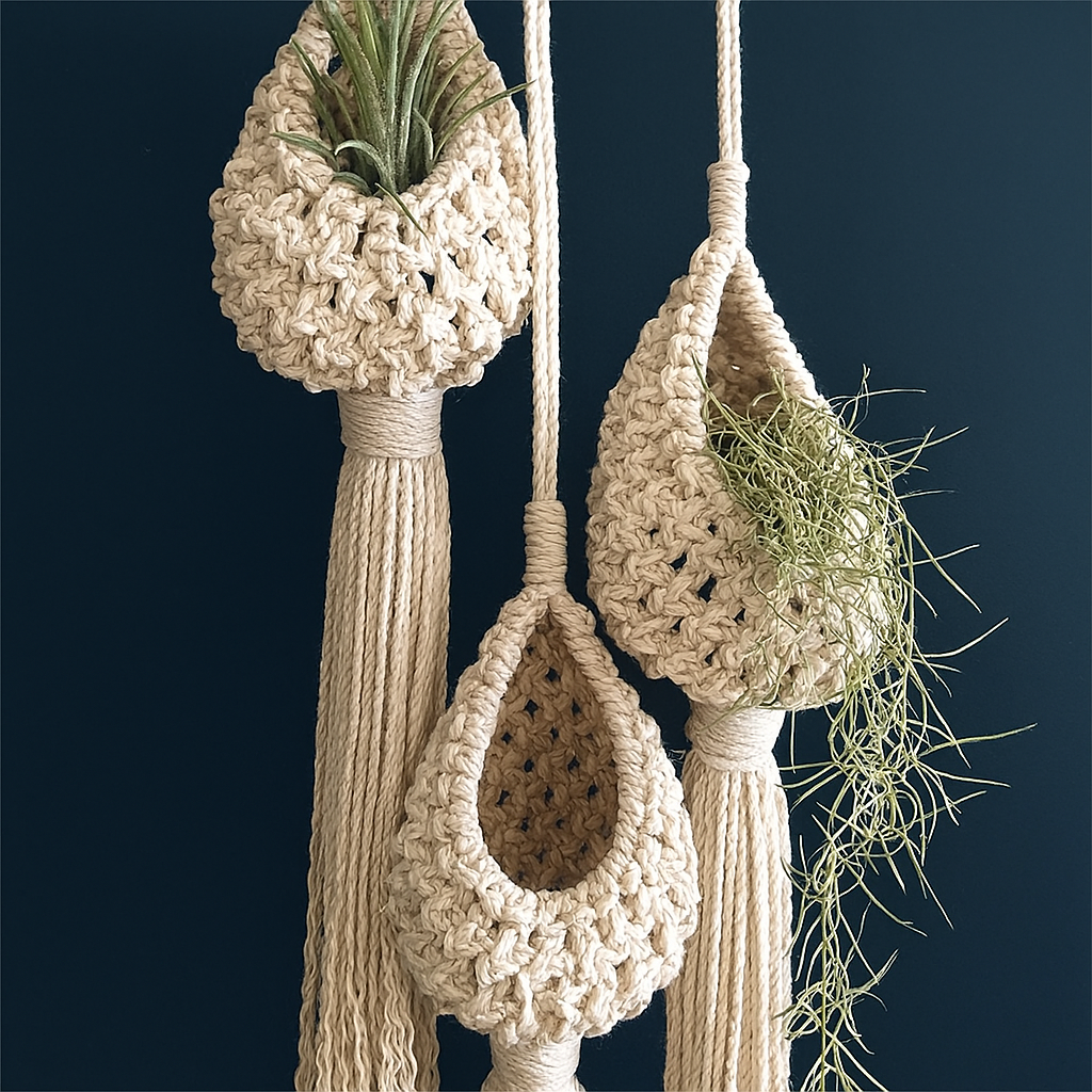The Cradle™ Handwoven Air Plant Holder – Macramé Hanging Display
