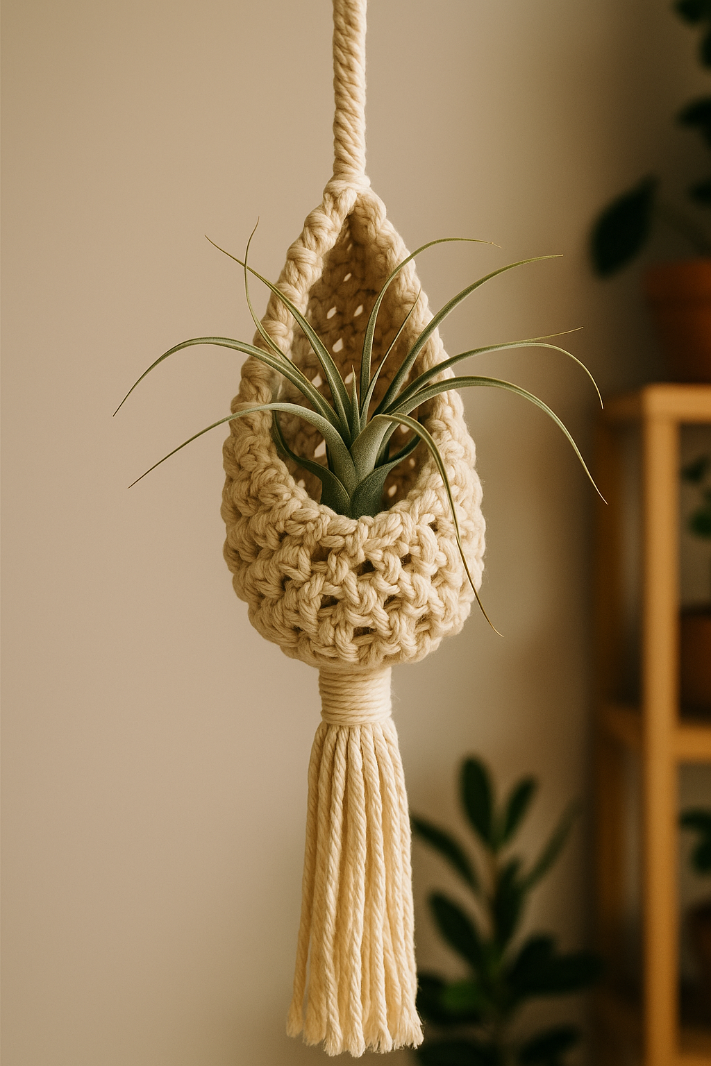 The Cradle™ Handwoven Air Plant Holder – Macramé Hanging Display