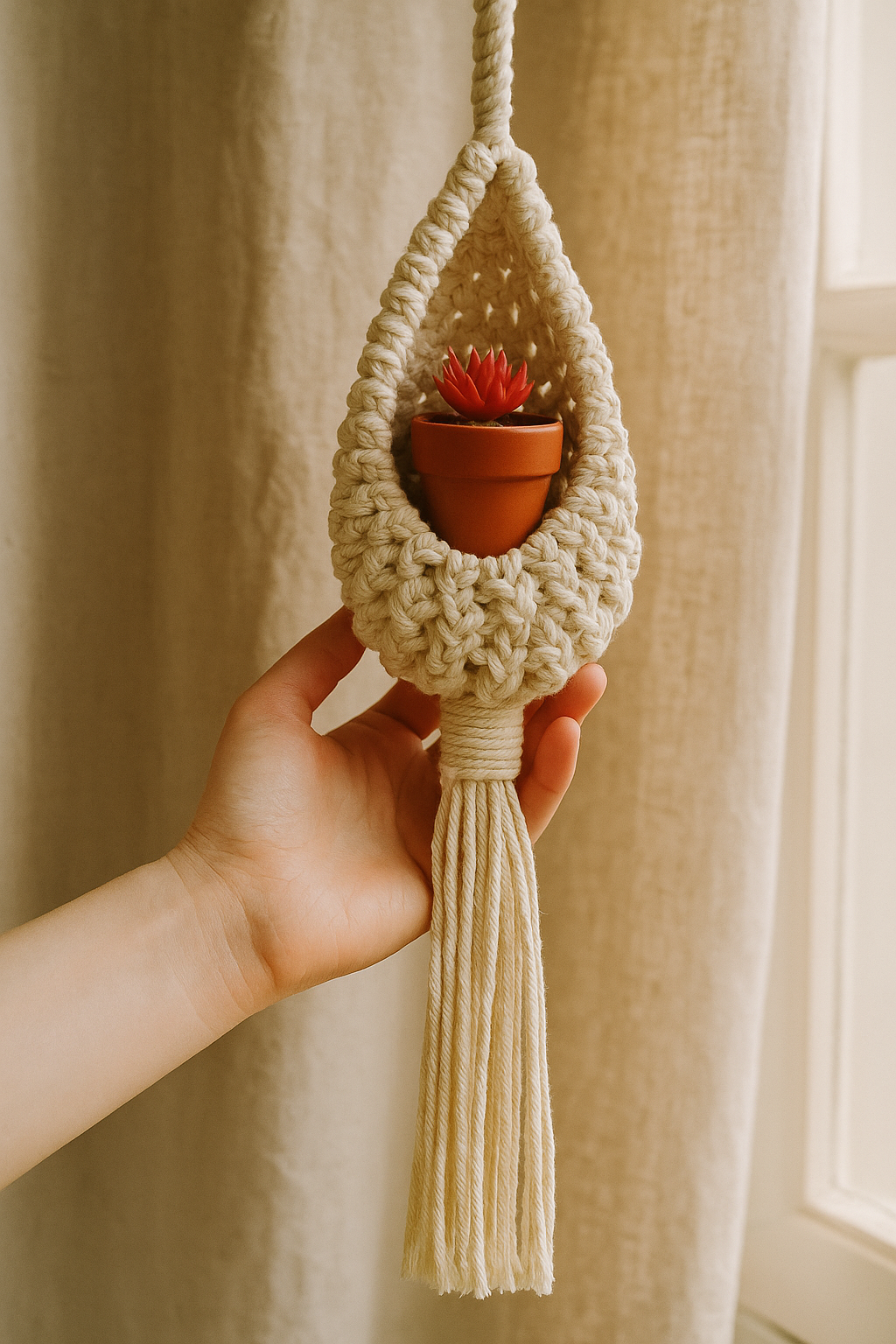 The Cradle™ Handwoven Air Plant Holder – Macramé Hanging Display
